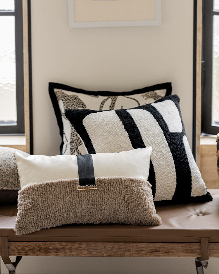 LaLuna Home Black & White Geometric Tufted Throw Pillow