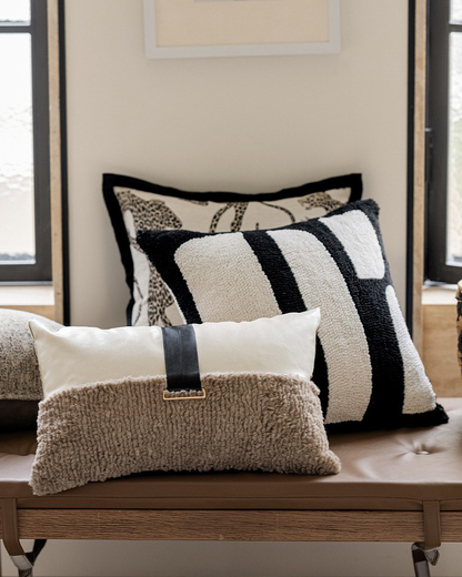 LaLuna Home Black & White Geometric Tufted Throw Pillow