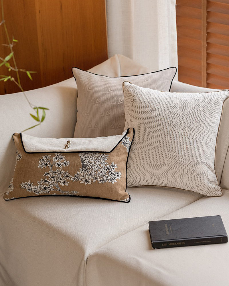 LaLuna Home Chinoiserie Blossom Floral Jacquard Throw Pillow