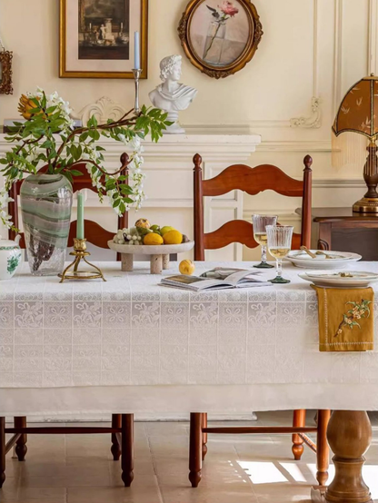 LaLuna Home Celestia Embroidered Lace Tablecloth