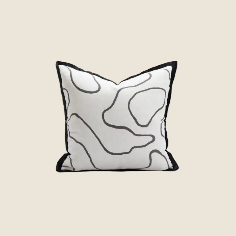 LaLuna Home Black & White  Fluid Curves Jacquard Throw Pillow