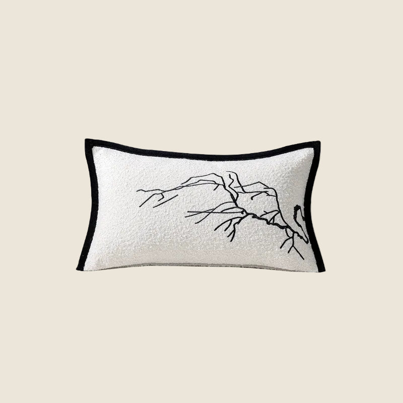 LaLuna Home Chinoiserie Folded Branches Embroidered Throw Pillow