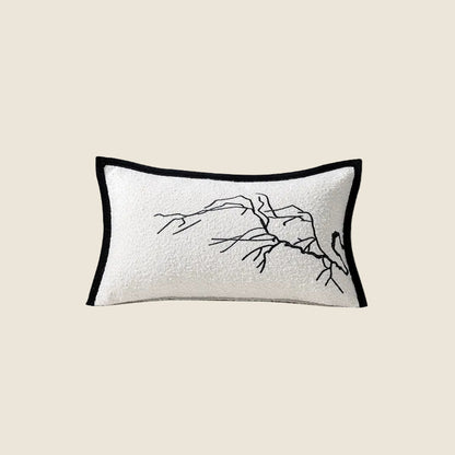 LaLuna Home Chinoiserie Folded Branches Embroidered Throw Pillow