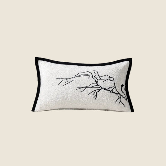 LaLuna Home Chinoiserie Folded Branches Embroidered Throw Pillow