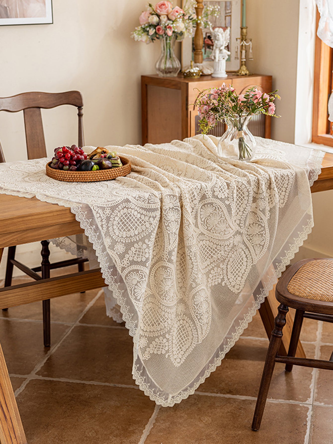 LaLuna Home Paisley Lace Tablecloth 140*220cm / 55*87in