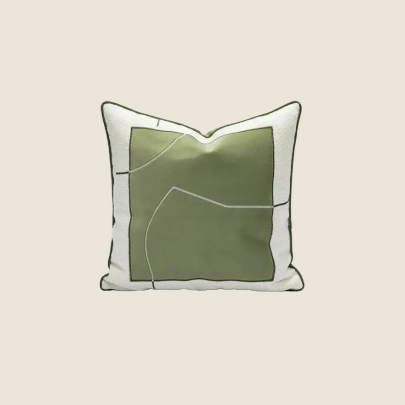 LaLuna Home Vintage Grassland Green Velvet Patchwork Throw Pillow