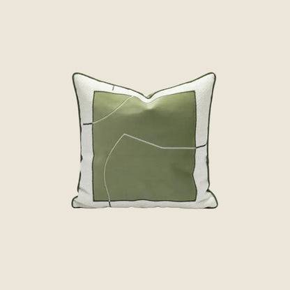 LaLuna Home Vintage Grassland Green Velvet Patchwork Throw Pillow