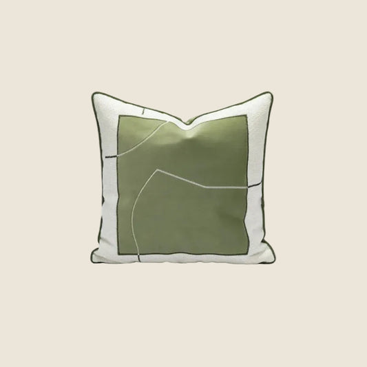 LaLuna Home Vintage Grassland Green Velvet Patchwork Throw Pillow