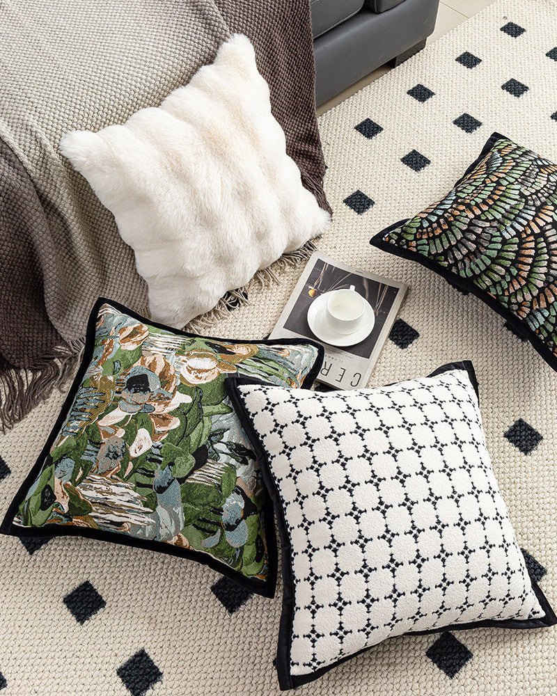 LaLuna Home Vintage Green Forest Jacquard Throw Pillow