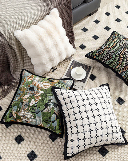 LaLuna Home Vintage Green Forest Jacquard Throw Pillow