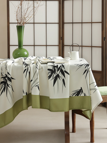 LaLuna Home Chinoiserie  Green Bamboo Tablecloth