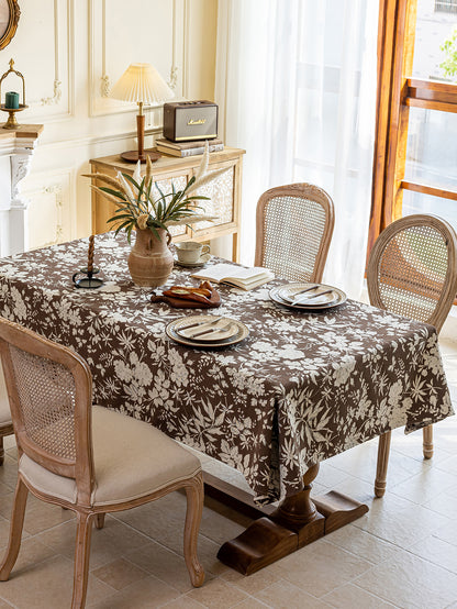 LaLuna Home Full Garden Chenille Jacquard  Tablecloth - Coffee