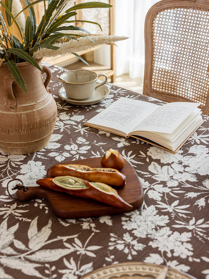LaLuna Home Full Garden Chenille Jacquard  Tablecloth - Coffee
