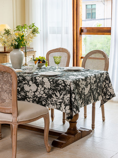 LaLuna Home Full Garden Chenille Jacquard  Tablecloth - Green