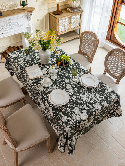 LaLuna Home Full Garden Chenille Jacquard  Tablecloth - Green