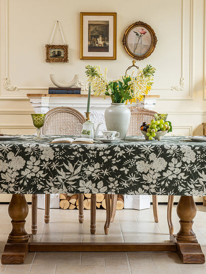 LaLuna Home Full Garden Chenille Jacquard  Tablecloth - Green