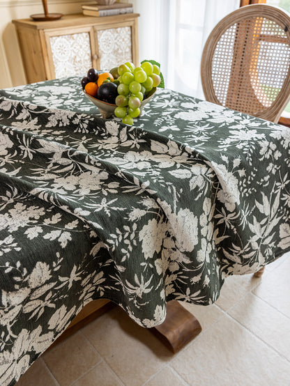 LaLuna Home Full Garden Chenille Jacquard  Tablecloth - Green