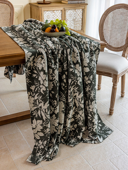 LaLuna Home Full Garden Chenille Jacquard  Tablecloth - Green