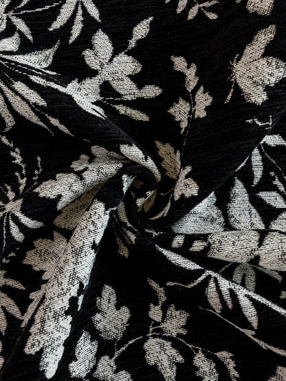LaLuna Home Full Garden Chenille Jacquard  Tablecloth - Black