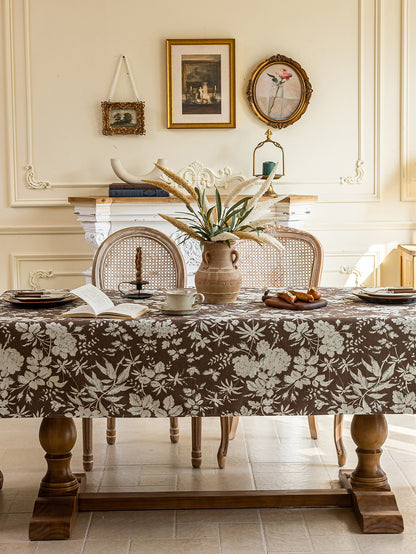 LaLuna Home Full Garden Chenille Jacquard  Tablecloth - Coffee