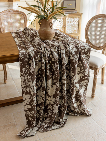 LaLuna Home Full Garden Chenille Jacquard  Tablecloth - Coffee