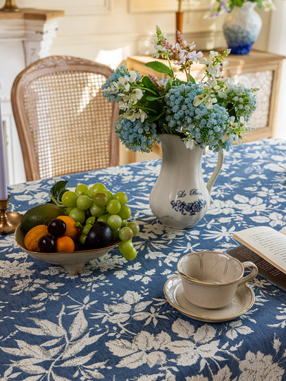 LaLuna Home Full Garden Chenille Jacquard  Tablecloth - Blue