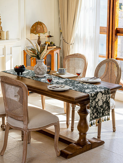 LaLuna Home Full Garden Chenille Jacquard Table Runner - Green