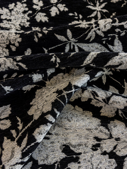 LaLuna Home Full Garden Chenille Jacquard Table Runner - Black
