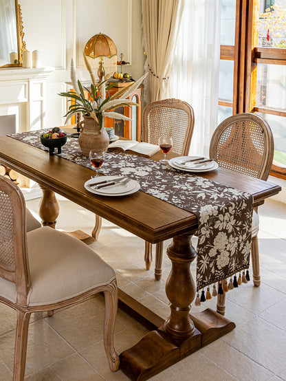 LaLuna Home Full Garden Chenille Jacquard Table Runner - Coffee