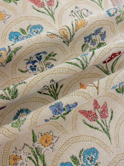 LaLuna Home Thousand Blooms Jacquard Round Table Runner with Tassels - Beige