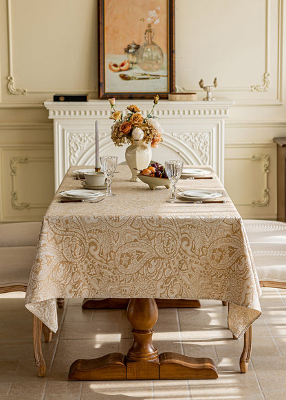 LaLuna Home Pearlescent  Jacquard  Tablecloth  - Beige