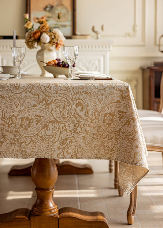 LaLuna Home Pearlescent  Jacquard  Tablecloth  - Beige