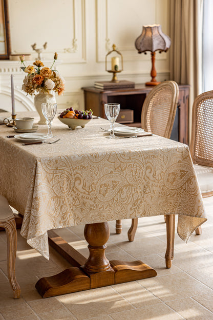 LaLuna Home Pearlescent  Jacquard  Tablecloth  - Beige