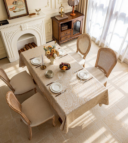 LaLuna Home Pearlescent  Jacquard  Tablecloth  - Beige