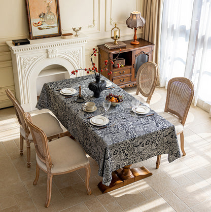 LaLuna Home Pearlescent  Jacquard  Tablecloth  - Black