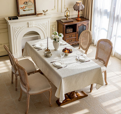 LaLuna Home Pearlescent  Jacquard  Tablecloth  - Ivory