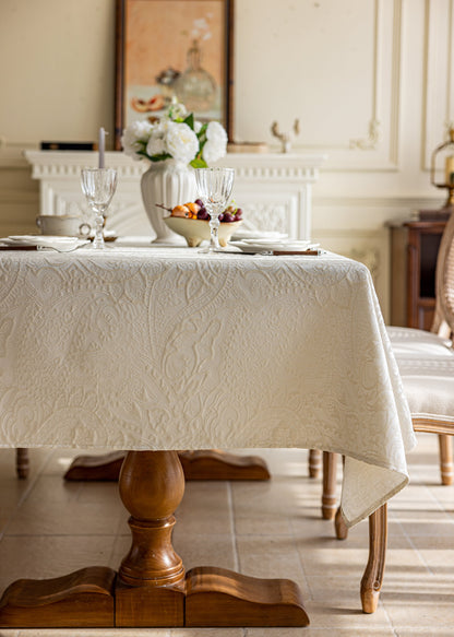 LaLuna Home Pearlescent  Jacquard  Tablecloth  - Ivory