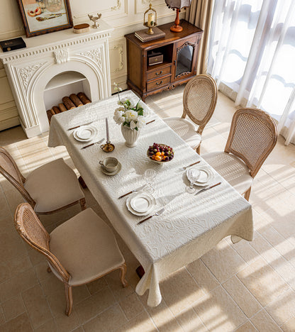 LaLuna Home Pearlescent  Jacquard  Tablecloth  - Ivory