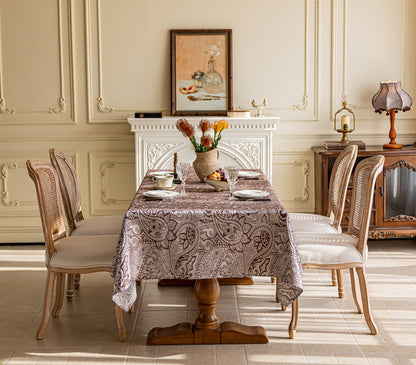 LaLuna Home Pearlescent  Jacquard  Tablecloth  -Coffee