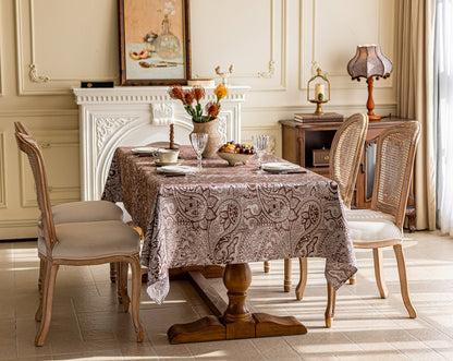 LaLuna Home Pearlescent  Jacquard  Tablecloth  -Coffee