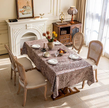 LaLuna Home Pearlescent  Jacquard  Tablecloth  -Coffee