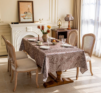 LaLuna Home Pearlescent  Jacquard  Tablecloth  -Coffee