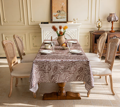 LaLuna Home Pearlescent  Jacquard  Tablecloth  -Coffee