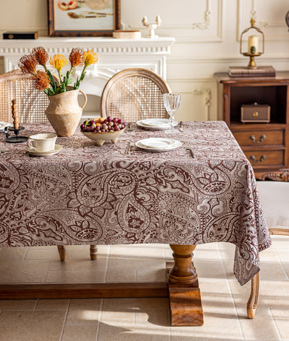 LaLuna Home Pearlescent  Jacquard  Tablecloth  -Coffee