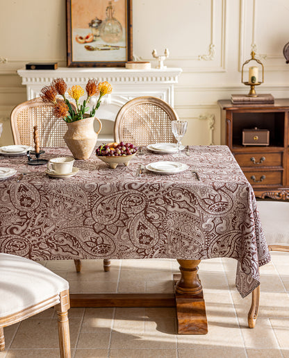 LaLuna Home Pearlescent  Jacquard  Tablecloth  -Coffee