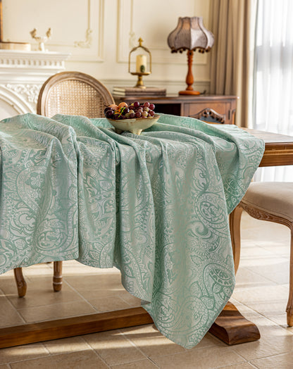 LaLuna Home Pearlescent  Jacquard  Tablecloth  - Green