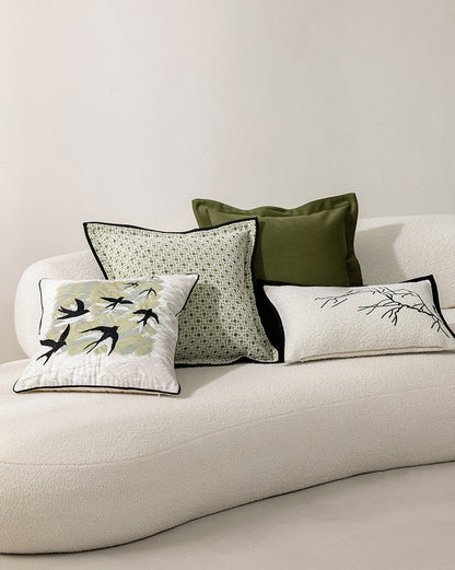 LaLuna Home Chinoiserie Folded Branches Embroidered Throw Pillow