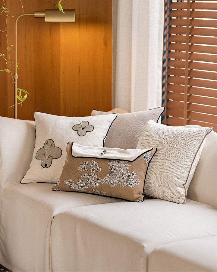 LaLuna Home Chinoiserie Warm Garden Embroidered Throw Pillow