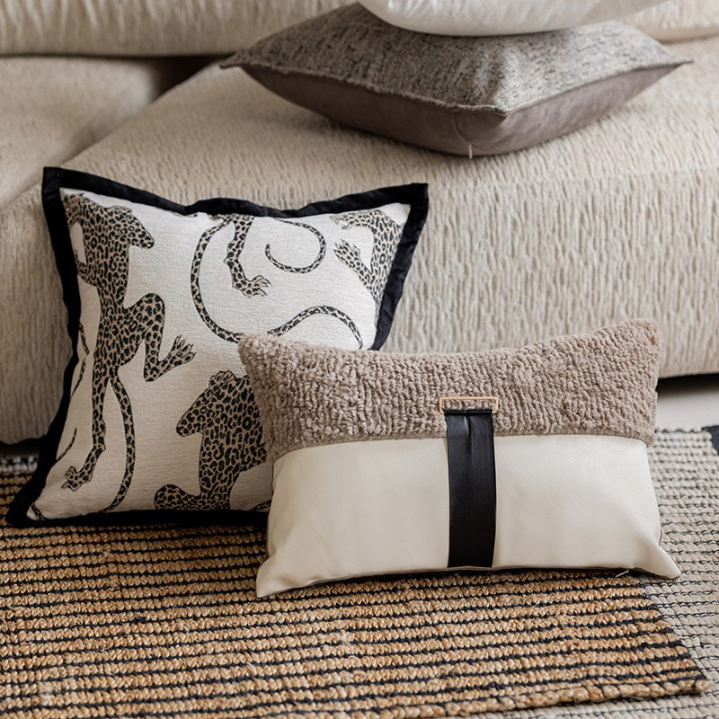 LaLuna Home Leopard Whisper Vintage  Jacquard Throw Pillow