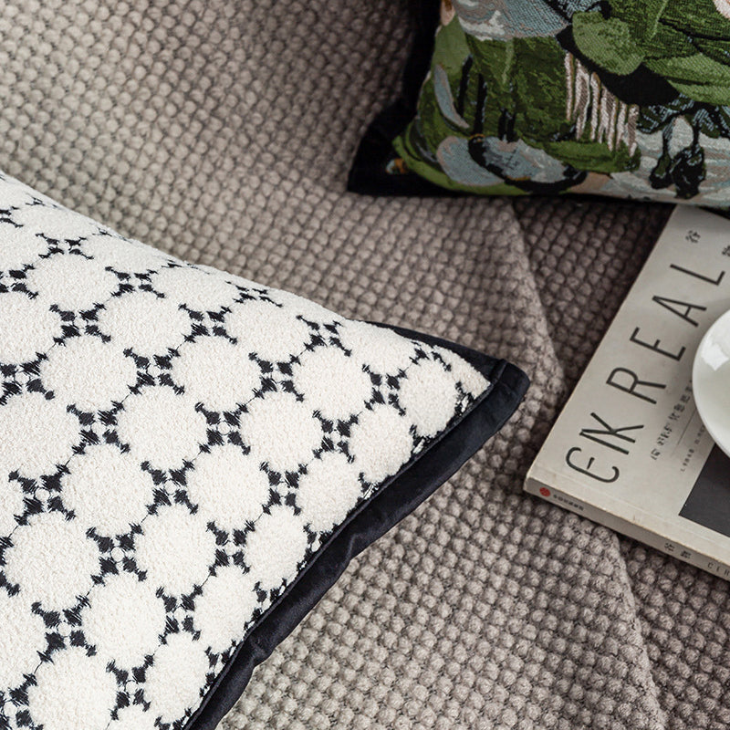 LaLuna Home Black & White Square Verse Geometric Jacquard Throw Pillow